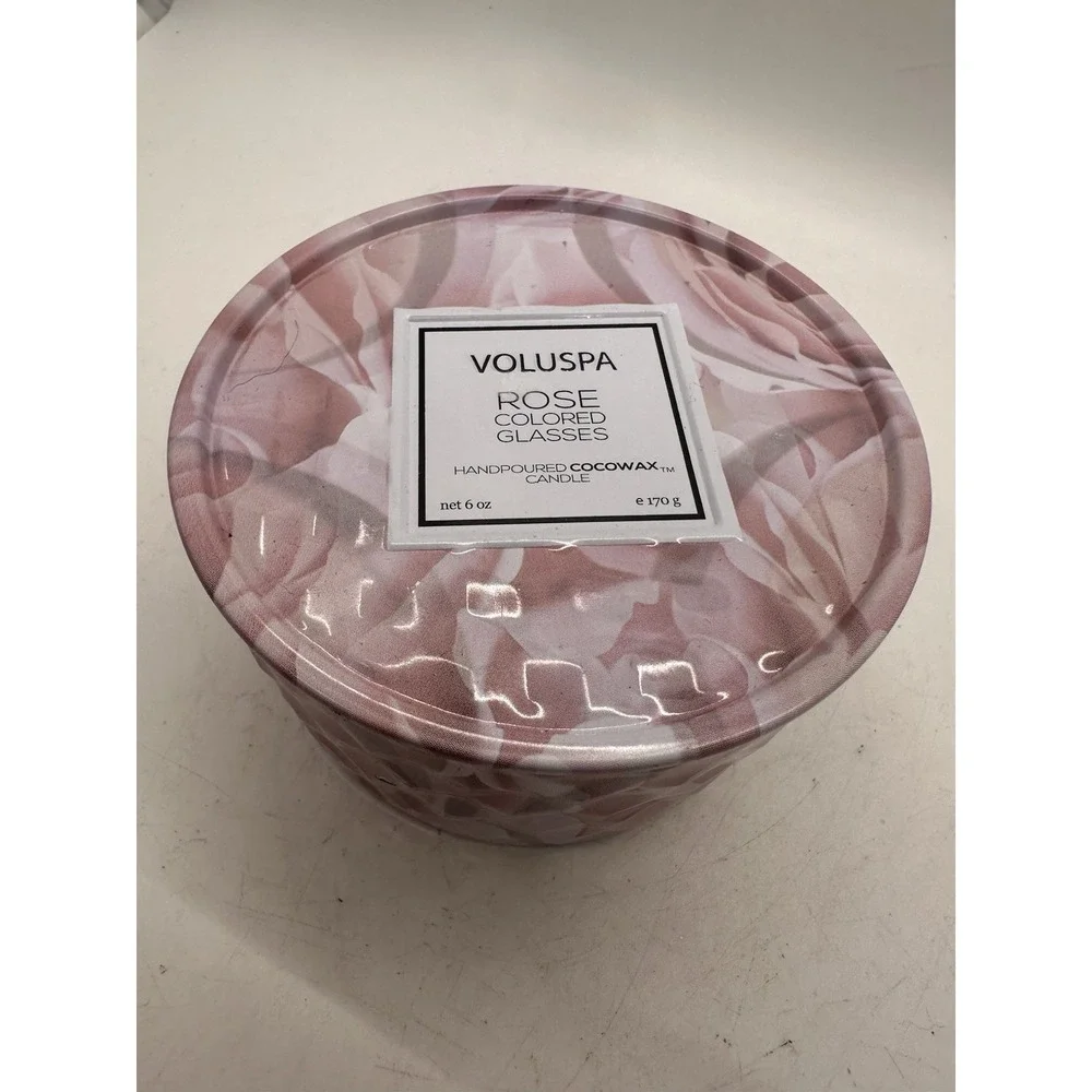 Voluspa Rose Colored Glasses 6 oz CocoWax Candle New Unused Tin 2 Wick